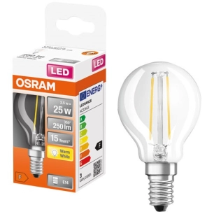 led sphã©rique clair fil. 2.5w e14 250lm 2700k chaud x1 - ledvance gp