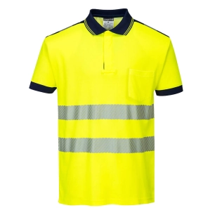 polo hv pw3 - taille xs - jaune/marine - portwest