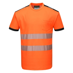 t-shirt hv pw3 - taille 6xl - orange/noir - portwest