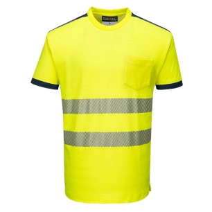 t-shirt hv pw3 - taille 5xl - jaune/marine - portwest