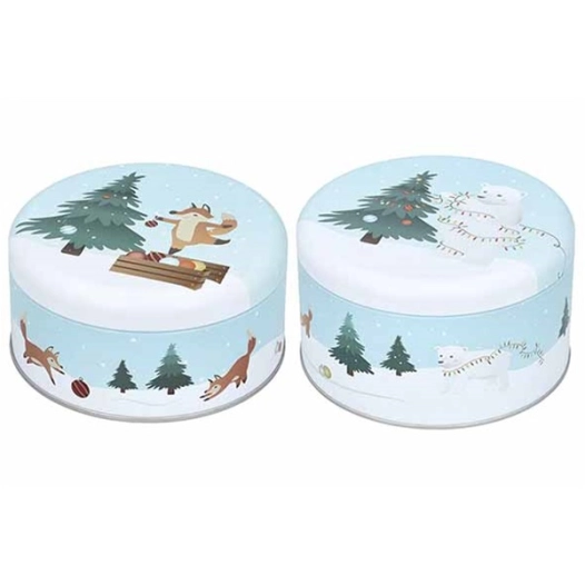 boite pour biscuits christmas deco-small rond-sd12xh6cm+m d14xh7cm - billiet ld