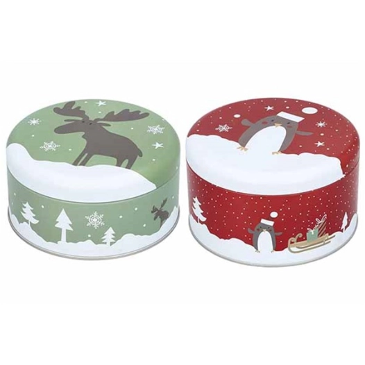 boite pour biscuits christmas animals small rond-sd12xh6+m d14xh7cm - billiet ld