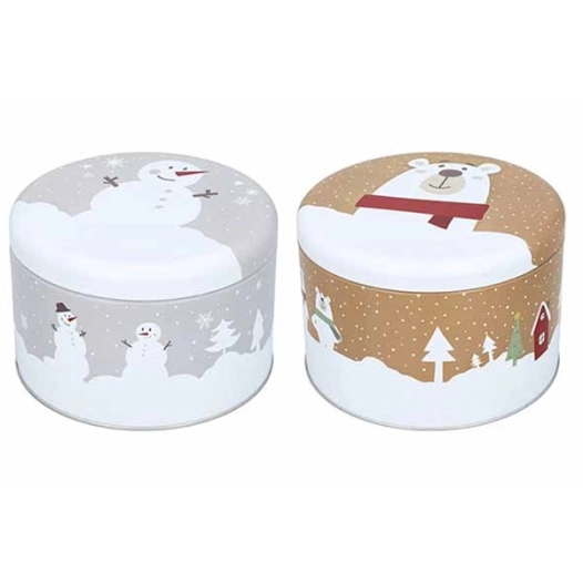 boite biscuits christmas animals large rond-l d15xh10cm+xl d18xh12 - billiet ld