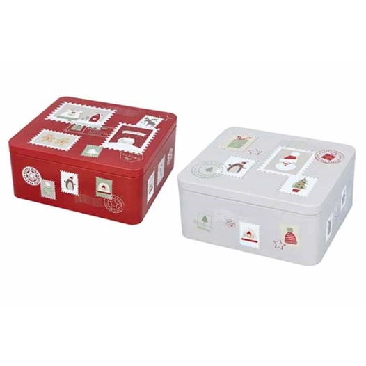 boite biscuits dear santa large carre l 18x16xh8cm+xl 21x19xh9cm - billiet ld