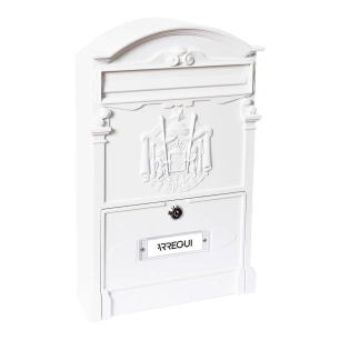 boîte aux lettres individuelle extérieure moyenne, residencia, aluminium, blanc, 26 x 9 x 42 cm