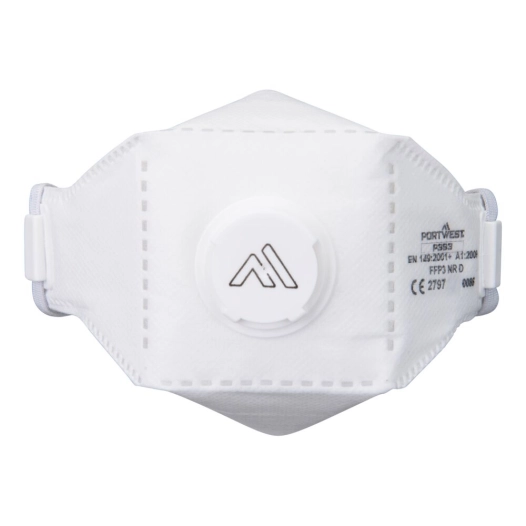 masque eagle pliable ffp3 dolomite avec valve (pk10) - blanc - portwest