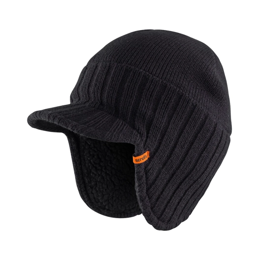 1 bonnet à visière et cache-oreilles trade - noir - scruffs