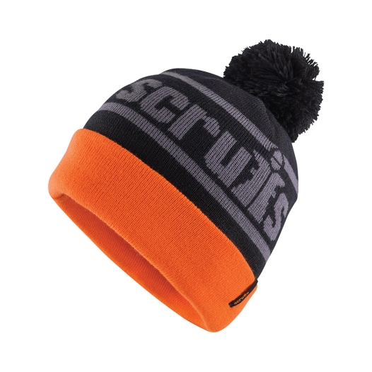 1 bonnet à pompon trade - noir et orange - scruffs