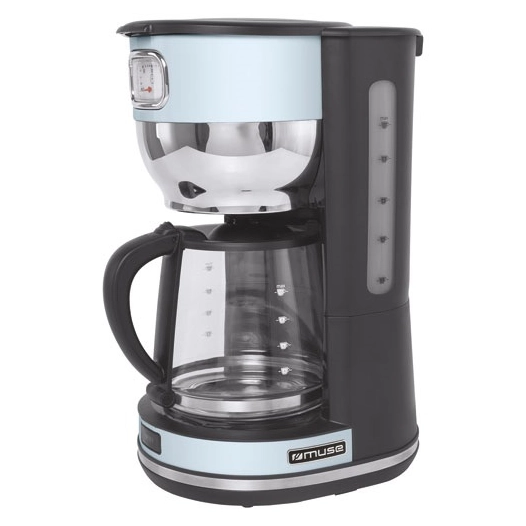 cafetiere 1000w 1,4l 10 tasses affichage maitien au chaud stop goutte bleux inox - new one - muse pem