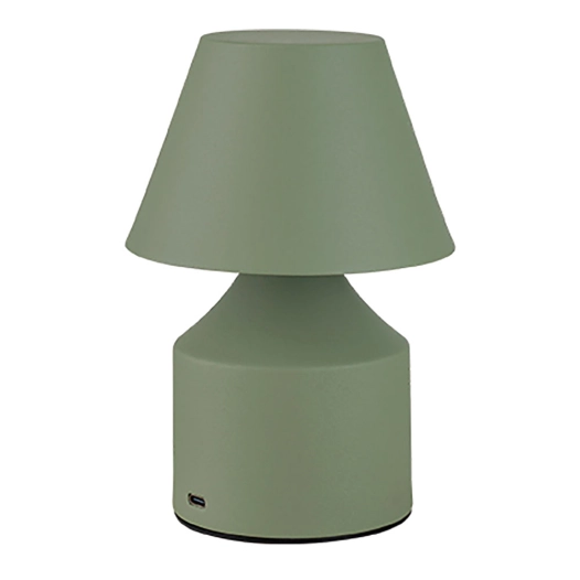 lampe de table led rechargeable en métal 3cct, 2 w, 200 lm, verte, ø110 x 163 mm