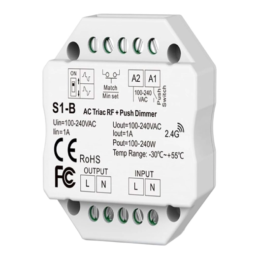 régulateur rf triac pastille, tous types de lampes, 1,5 a, 100 - 360 w, 100 - 240 v, ø52 x 26 mm