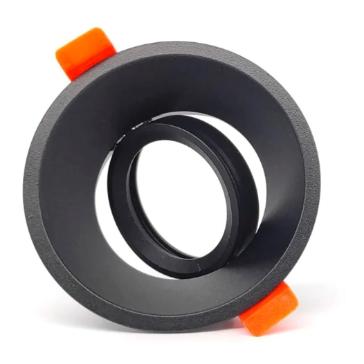 cadre halogène encastrable basculant, profond, rond, noir, ø90 x 42 mm