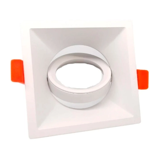 anneau halogène encastrable orientable, profond, carré, blanc, 90 x 90 x 42 mm