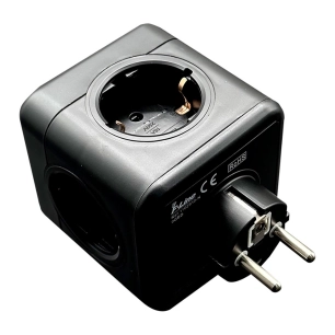 fiche modulaire 5 prises schuko 2p+t 16 a 3680 w 250 v~ noire compatible avec réf. 40292, 40293