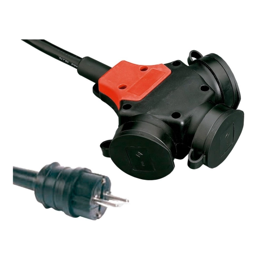 adaptateur multiple schuko caoutchouc ip44 2p+t 16 a 250 v~ 10 m câble 3g2,5 mm² noir
