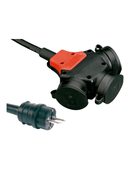 Adaptateur Multiple Schuko IP44 Caoutchouc, IP44, 10m, 3G2.5mm2 - F-LINE