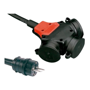 adaptateur multiple schuko caoutchouc ip44 2p+t 16 a 250 v~ 10 m câble 3g2,5 mm² noir