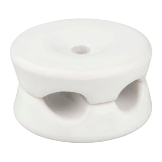 serre-câbles porcelaine rond double blanc, 5 pces ø32 x 18,6 mm