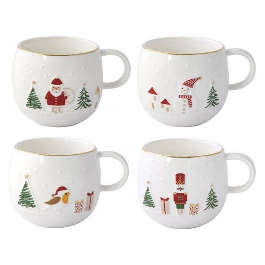 let it snow mug 40 cl en porcelaine motif en relief - pozzi milano spa