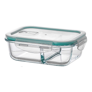boîte alimentaire en borosilicate à deux compartiments, hermétique, 630ml