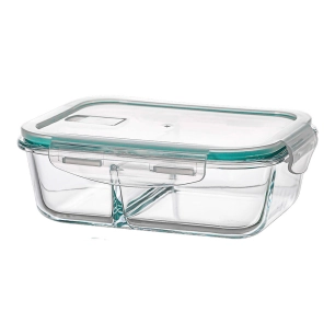 boîte alimentaire en borosilicate à deux compartiments, hermétique, 1040ml