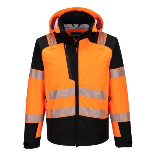 veste imperméable à capuche haute visibilité pw3 (3l) - taille m - orange/noir - portwest