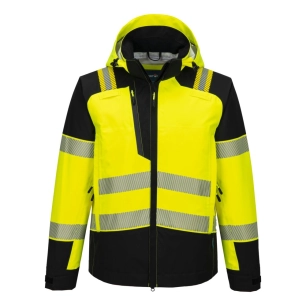 veste imperméable à capuche haute visibilité pw3 (3l) - taille s - jaune/noir - portwest