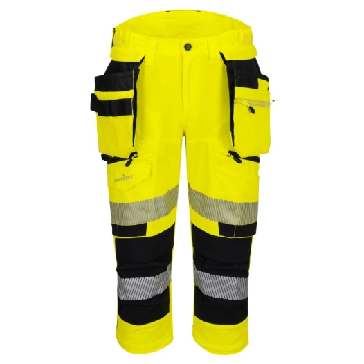 pantalon 3/4 dx4 haute visibilié - taille 44 - jaune/noir - portwest