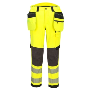 pantalon stretch poches flottantes ev4 haute-visibilité classe 2 - taille 40 - jaune/noir short - portwest