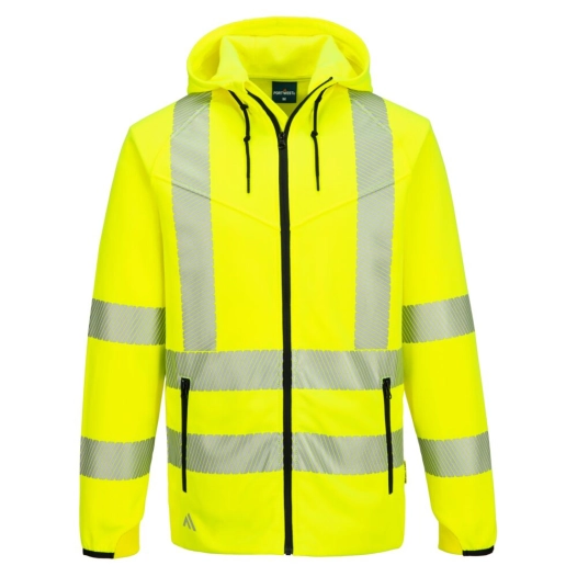 sweat à capuche zippé hv kx3 - taille s - jaune - portwest