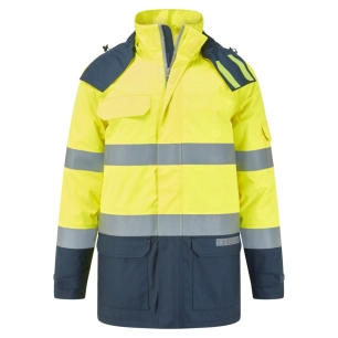 parka d'hiver bizflame pluie + hv multirisques fr - taille m - jaune/marine - portwest