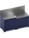 cuisine ext 2 modules - plancha surb - plan trav inox - rangt gaz 6-13 kg - 2 portes - pieds rã©gl - acier galva - navy - eno pe