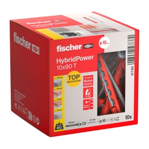 fiche hybridpower ø7 x 90 mm + vis à tete fraisée tx40, ø10 x 87 mm, boîte 10 unités