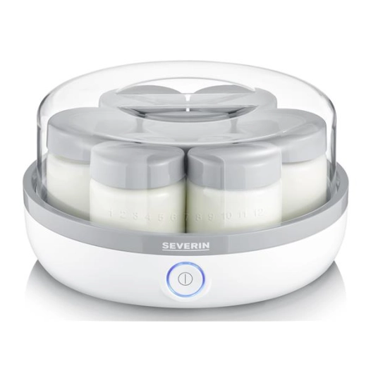 yaourtiã¨re - 7 pots 150ml - graduation mã©mo - enrouleur de cã¢ble - blanc gris - severin france
