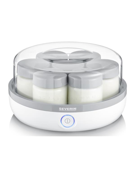 yaourtiã¨re - 7 pots 150ml - graduation mã©mo - enrouleur de cã¢ble - blanc gris - severin france
