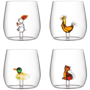 set 4 gobelets 37cl topies ( chat, coq, lapin, canard) - amefa medard de noblat