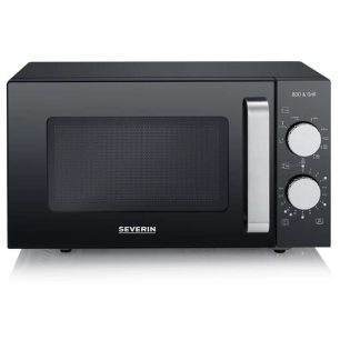 gril 1000w - mo 800w - 20l - 9 puiss - fond plat verre - gril 2 niv - noir/inox - severin france