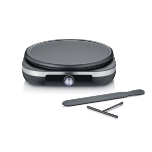 crãªpiã¨re 1500 w â€“ ã˜ 38 cm â€“ thermostat rã©glable â€“ voyant 2 couleurs â€“ plaque amov. antiadh. â€“ spatule + rã©partite