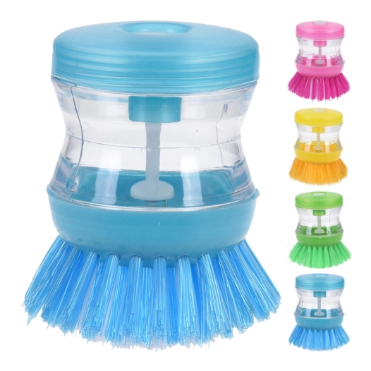 brosse à vaisselle avec distributeur de savon, couleurs assorties, ø5x9cm
