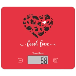 balance elec 15260 3kg 1gr plateau verre lcd touche sensitif decor love rouge - terraillon