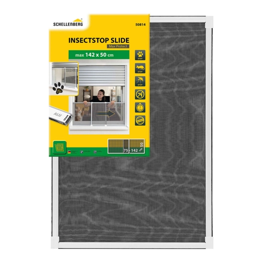 moustiquaire cadre extensible blanc, maille aluminium, 75-142 x 50 cm