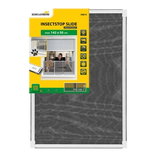 moustiquaire cadre extensible blanc, maille aluminium, 75-142 x 50 cm