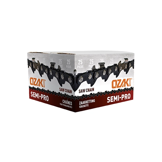 rouleau de chaîne de tronçonneuse ozaki semi-carrée 3/8 ,063 25 pieds avec maillon anti-rebond.