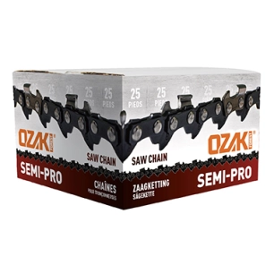 rouleau de chaîne de tronçonneuse ozaki semi-carrée 3/8 ,063 25 pieds avec maillon anti-rebond.