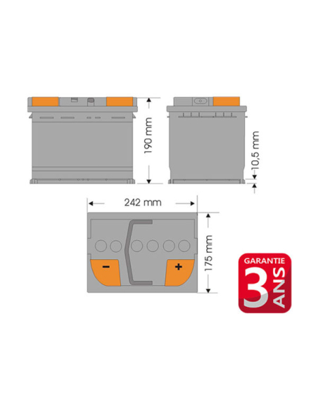 Batterie Doro N62 12V 65Ah Batterie liquide 12V 65Ah 540A - DORO