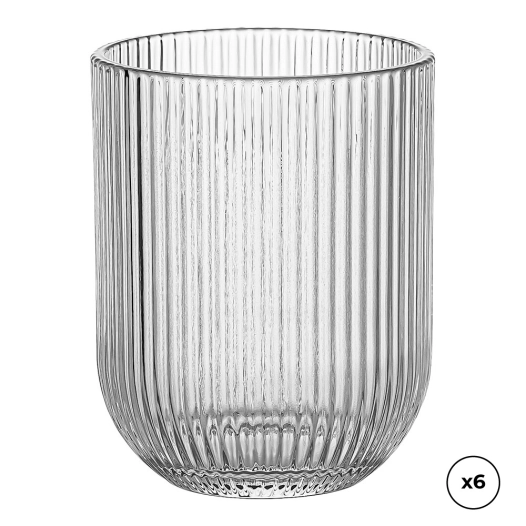 verre en cristal avec rayures en relief 260 ml, 6 utés