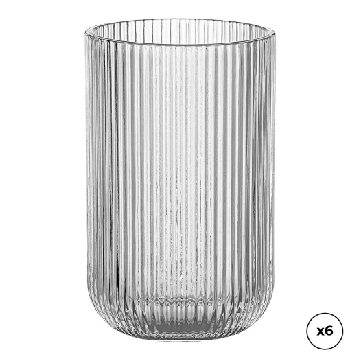 verre en cristal avec rayures en relief 430 ml, 6 utés