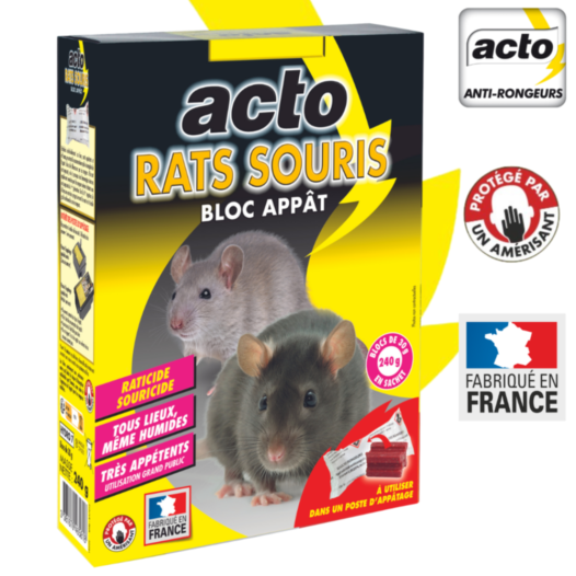 Rats souris blocs appats 8 blocs de 30 g - ACTO