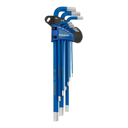 jeu de 9 clés allen à long manche en cr-v revêtues (métrique)