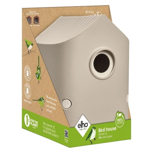 nichoir cosy pour oiseaux 18 cm beige champignon - elho bv